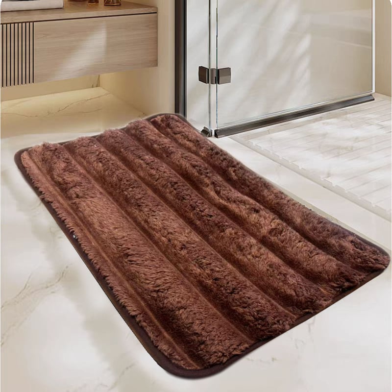 Комплект подложки за баня за тоалетна, три части, полиестерно флокиране, квадратна форма, едноцветен модел, миещи се