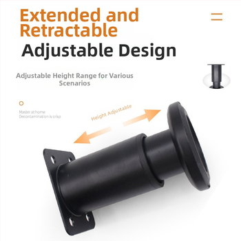 Liela pamatnes teleskopiskā kāja mēbelēm — piemērota gultai, skapim, TV statīvam un kafijas galdiņam; Materiāls: auksti valcēts tērauds; Stils: mūsdienīgs minimālisms; Ražošana: štancēšana/slīpēšana/polēšana