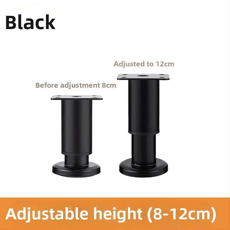 Liela pamatnes teleskopiskā kāja mēbelēm — piemērota gultai, skapim, TV statīvam un kafijas galdiņam; Materiāls: auksti valcēts tērauds; Stils: mūsdienīgs minimālisms; Ražošana: štancēšana/slīpēšana/polēšana