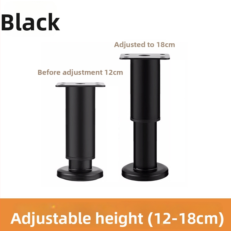 Liela pamatnes teleskopiskā kāja mēbelēm — piemērota gultai, skapim, TV statīvam un kafijas galdiņam; Materiāls: auksti valcēts tērauds; Stils: mūsdienīgs minimālisms; Ražošana: štancēšana/slīpēšana/polēšana