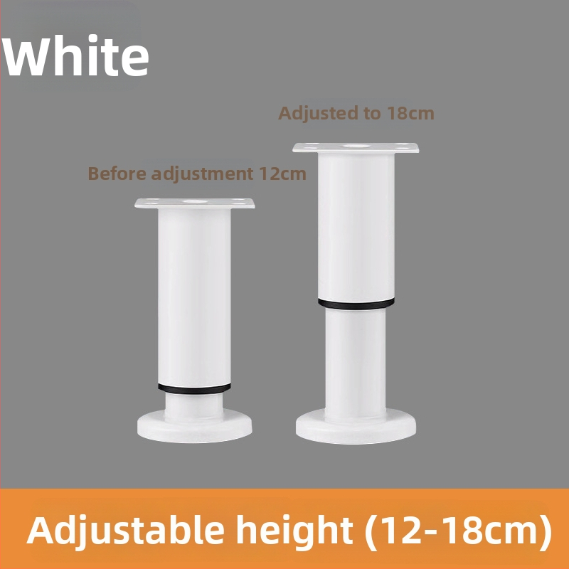 Liela pamatnes teleskopiskā kāja mēbelēm — piemērota gultai, skapim, TV statīvam un kafijas galdiņam; Materiāls: auksti valcēts tērauds; Stils: mūsdienīgs minimālisms; Ražošana: štancēšana/slīpēšana/polēšana