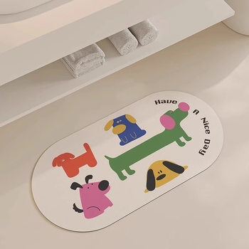 Diatomīta māla tualetes paklājiņš vannas istabai, mitrumu uzsūcošs, pretslīdēšana, ātri žūst, karikatūras raksts