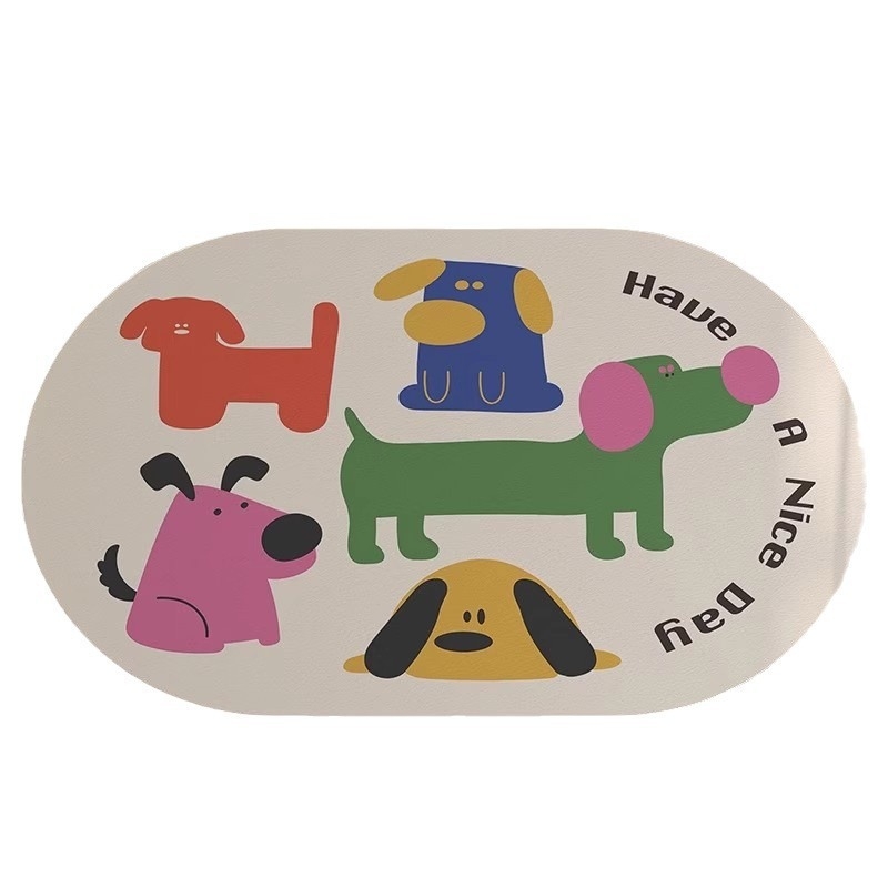 Diatomīta māla tualetes paklājiņš vannas istabai, mitrumu uzsūcošs, pretslīdēšana, ātri žūst, karikatūras raksts