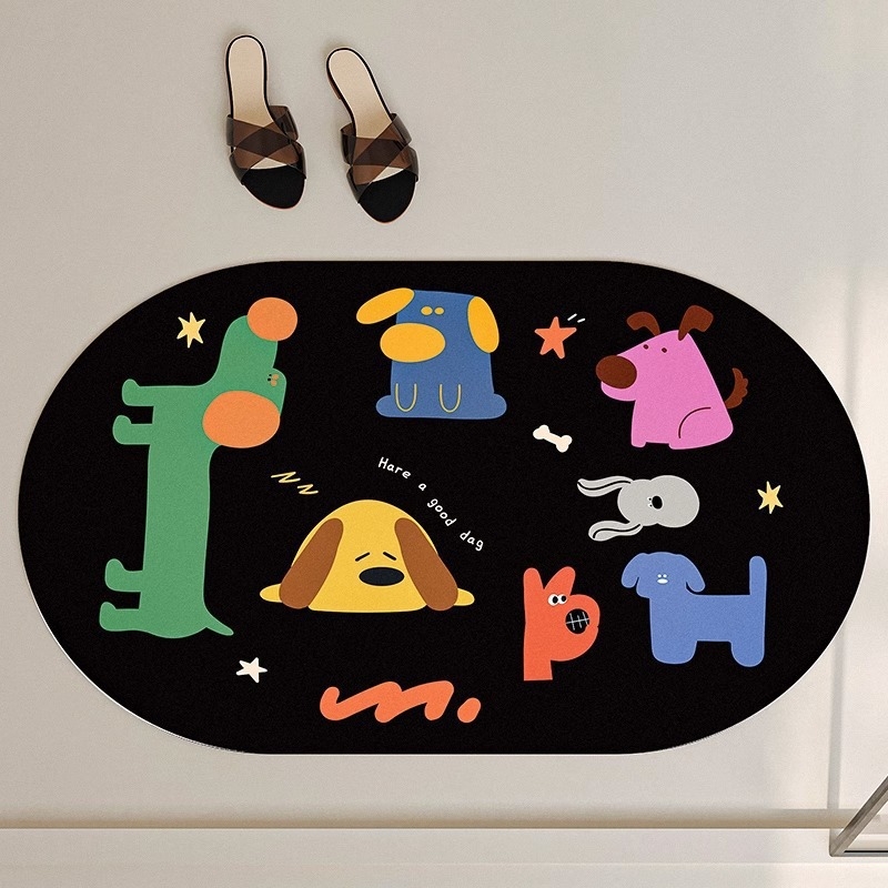 Diatomīta māla tualetes paklājiņš vannas istabai, mitrumu uzsūcošs, pretslīdēšana, ātri žūst, karikatūras raksts