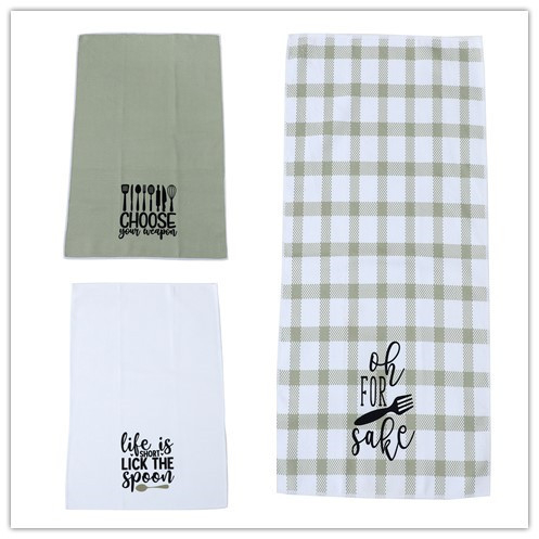 Konyhai törölköző digitális nyomással poliesterből, szuperfin rost, 255 g, 16 szál, felszívódás 11–15 s