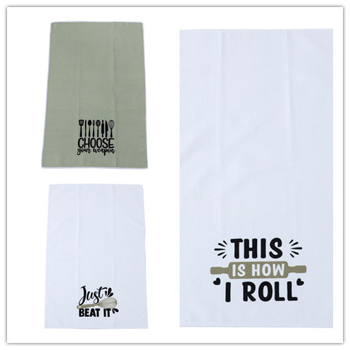 Konyhai törölköző digitális nyomással poliesterből, szuperfin rost, 255 g, 16 szál, felszívódás 11–15 s