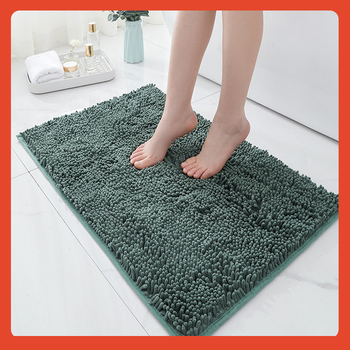 Chenille абсорбираща подложка за под със TPR противохлъзгащо дъно – квадратна, машинно пране, за баня, спалня и антре