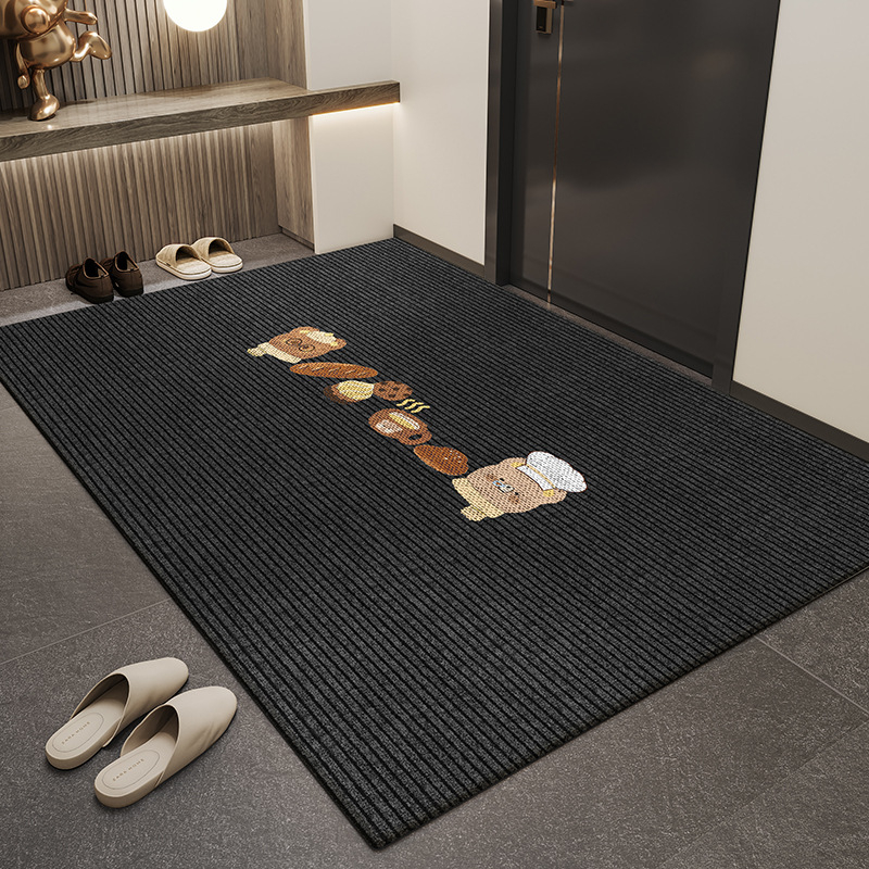 Входна подложка за врата от кристално кадифе, принт, квадратна форма, карикатурен дизайн с животни, ръчно пране