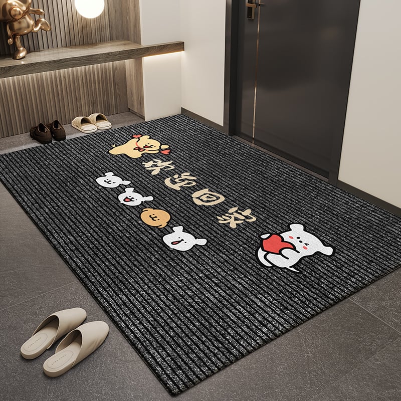 Входна подложка за врата от кристално кадифе, принт, квадратна форма, карикатурен дизайн с животни, ръчно пране