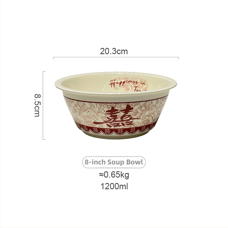 Tongfa keraminė valgio patiekalų rinkinys – dubenėliai ir lėkštės, apvalios formos, po glazūra, tinkamas mikrobangų krosnelėje, naujas Kinijos stilius