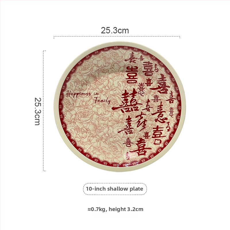 Tongfa keraminė valgio patiekalų rinkinys – dubenėliai ir lėkštės, apvalios formos, po glazūra, tinkamas mikrobangų krosnelėje, naujas Kinijos stilius