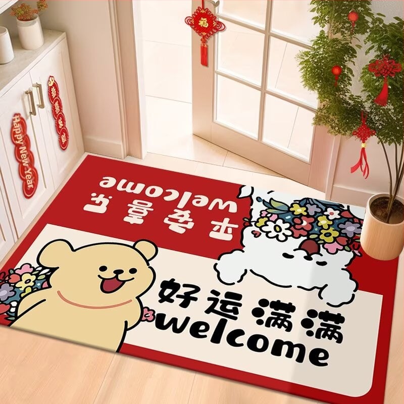 Bejárati padlómat hurkolt velúrból, téglalap alakú, mintázat: szöveg, hőtranszfer nyomtatás, kézi mosás