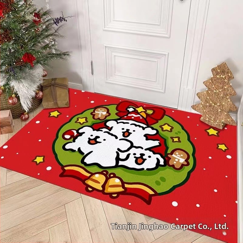 Bejárati ajtóhoz készült kristály bársony szőnyeg, poliészter, hőátviteles nyomtatás, négyszögletes, rajzfilm minta