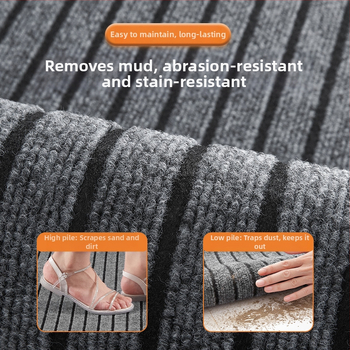 Bejárati padlómat, PVC, négyzet alakú, csíkos mintázat, mosható, testreszabható