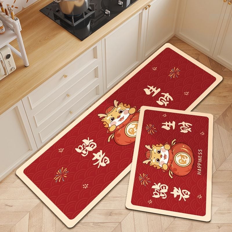 Kuhinjska podloga za pod, materijal: diatomitna glina, oblik: kvadrat, uzorak: crtić anime, ručno pranje, protuklizna