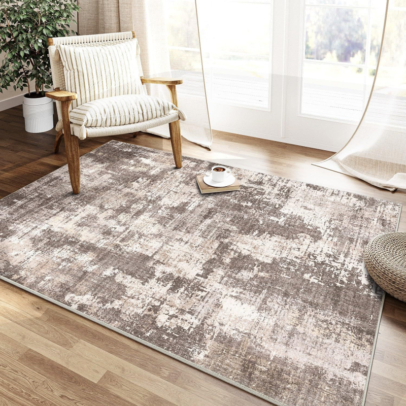 Nappali padlómatrac – poliészter, négyzetes alak, nyomtatott kivitel, absztrakt geometriai mintázat, skandináv stílus