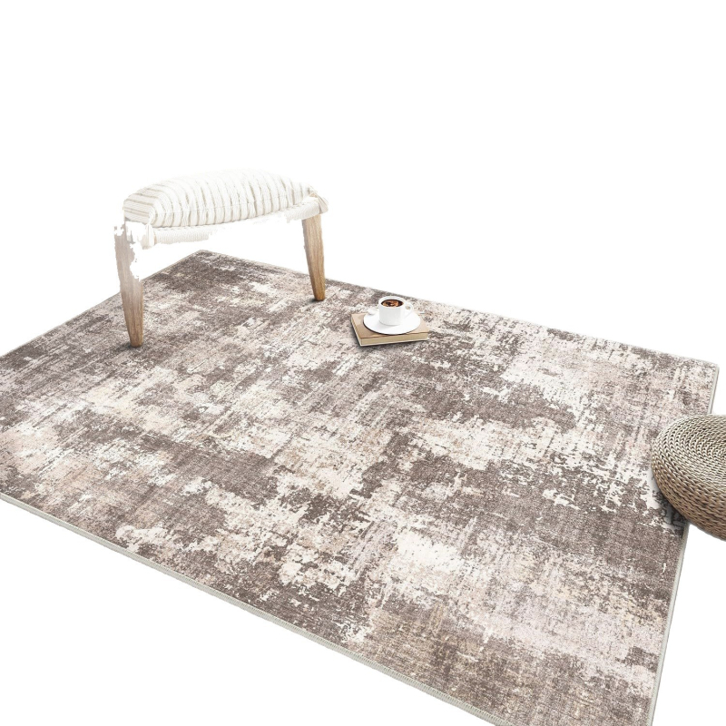 Nappali padlómatrac – poliészter, négyzetes alak, nyomtatott kivitel, absztrakt geometriai mintázat, skandináv stílus