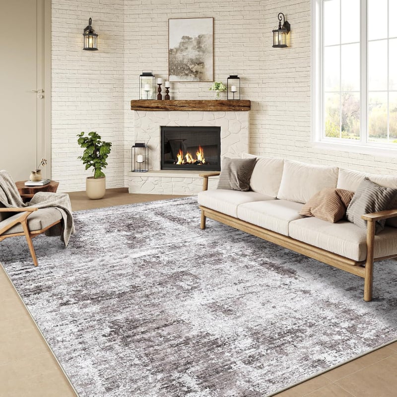 Nappali padlómatrac – poliészter, négyzetes alak, nyomtatott kivitel, absztrakt geometriai mintázat, skandináv stílus