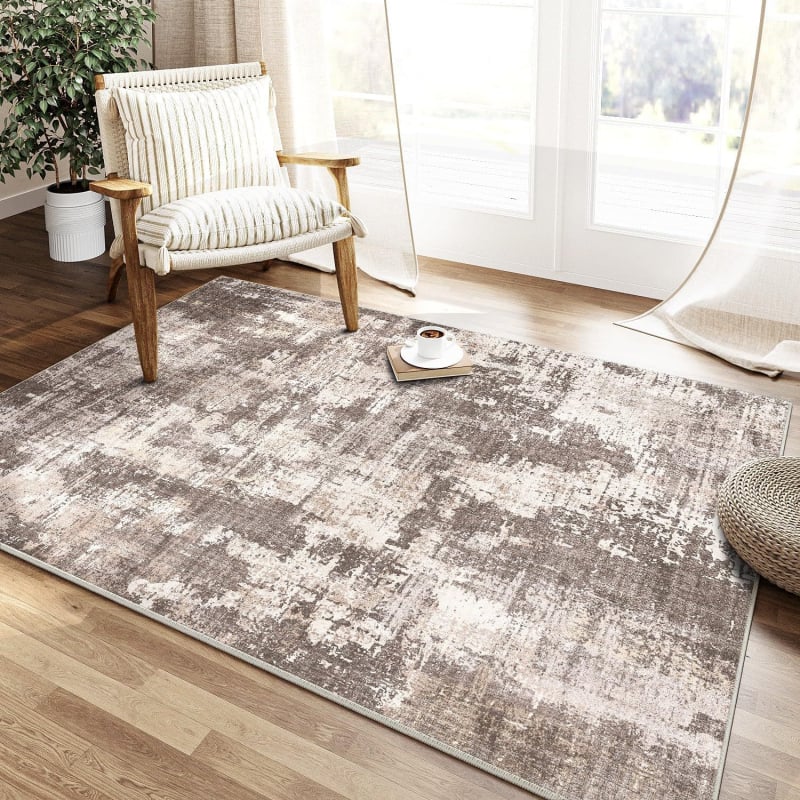 Nappali padlómatrac – poliészter, négyzetes alak, nyomtatott kivitel, absztrakt geometriai mintázat, skandináv stílus