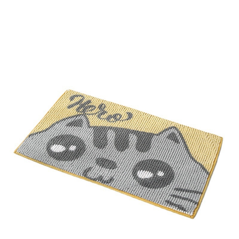 Chenille nyomtatott padlómat fürdőszobához és bejárathoz, négyzetes, virágminta, testreszabható nyomat, gépi mosás