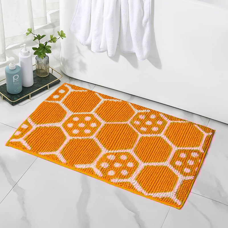 Chenille nyomtatott padlómat fürdőszobához és bejárathoz, négyzetes, virágminta, testreszabható nyomat, gépi mosás
