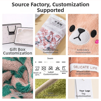 Juukseid kuivatav kapuuts korallfliisist, tikandiga, 50-79 g, kiire kuivatamine, suur imendum