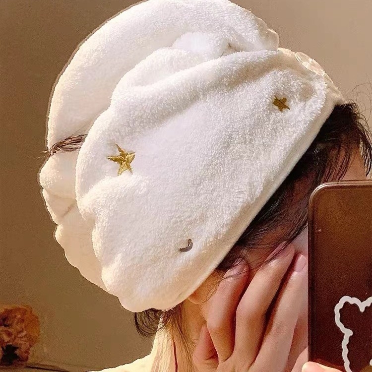 Matu žāvēšanas cepure no korāla pūka, izšūta, 50-79 g, ātra žāvēšana, augsta absorbcija