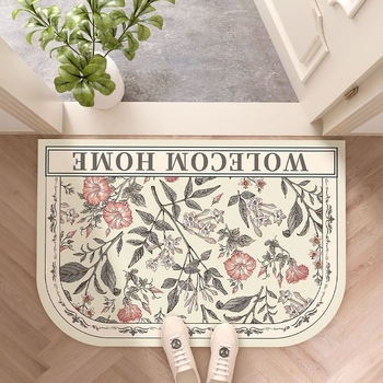 Fürdőszobai lábtörlő növény- és virágmintával, különleges alak, nyomtatott kivitel, vízzel mosható, alkalmas fürdőszobába és konyhába