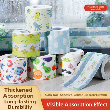 Pašlīmējošā stikla ūdens noturēšanas lente – plīts, izlietnei un loga palodzei – PVC, neausts audums, poliestera šķiedra, ainavu raksts