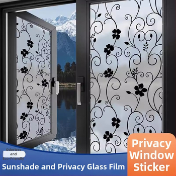 PVC logu privātuma folija – pašlīmējoša, mūsdienīgs minimālisma stilā, vienkrāsains raksts, 1 gab.