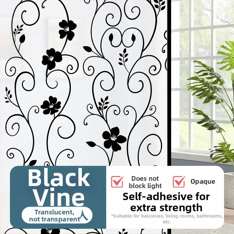 PVC logu privātuma folija – pašlīmējoša, mūsdienīgs minimālisma stilā, vienkrāsains raksts, 1 gab.