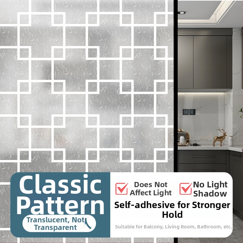 PVC logu privātuma folija – pašlīmējoša, mūsdienīgs minimālisma stilā, vienkrāsains raksts, 1 gab.