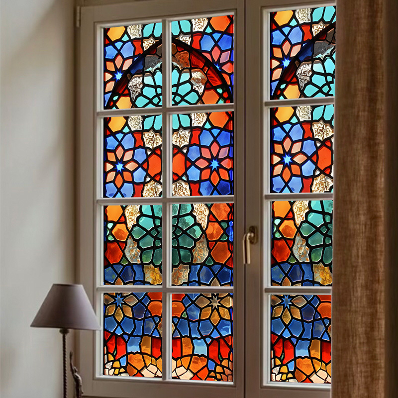 Pašlīmējoša PVC logu privātuma folija ar ģeometrisku rakstu, restorāniem un balkoniem, 1 gab.