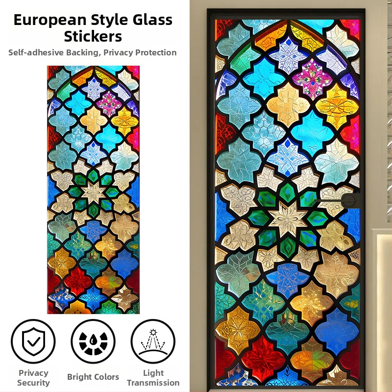 Pašlīmējoša PVC logu privātuma folija ar ģeometrisku rakstu, restorāniem un balkoniem, 1 gab.