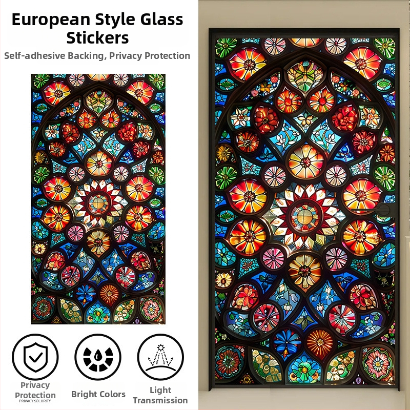 Pašlīmējoša PVC logu privātuma folija ar ģeometrisku rakstu, restorāniem un balkoniem, 1 gab.