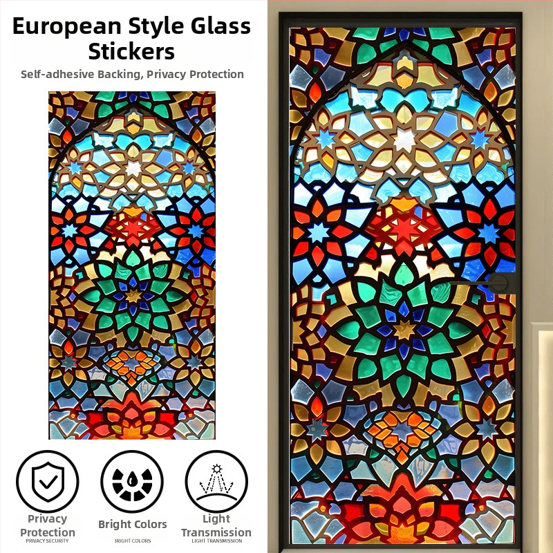 Pašlīmējoša PVC logu privātuma folija ar ģeometrisku rakstu, restorāniem un balkoniem, 1 gab.