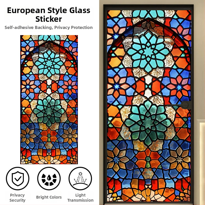 Pašlīmējoša PVC logu privātuma folija ar ģeometrisku rakstu, restorāniem un balkoniem, 1 gab.