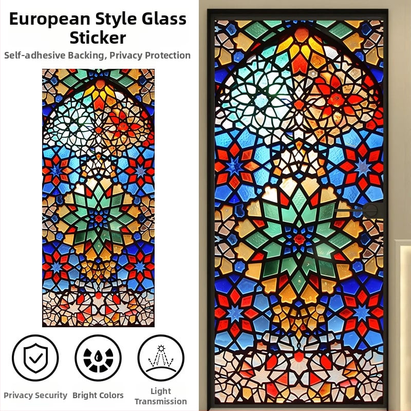 Pašlīmējoša PVC logu privātuma folija ar ģeometrisku rakstu, restorāniem un balkoniem, 1 gab.