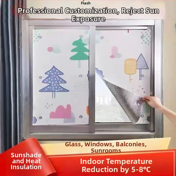 Loga stikla izolācijas plēve ar sūkņa āķīšiem – saules aizsargs guļamistabai un balkonam, Pearl cotton (EPE) materiāls, elektrostatiskā līmēšana, mūsdienīgs stils