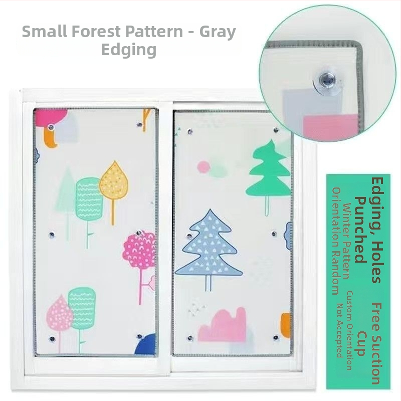 Loga stikla izolācijas plēve ar sūkņa āķīšiem – saules aizsargs guļamistabai un balkonam, Pearl cotton (EPE) materiāls, elektrostatiskā līmēšana, mūsdienīgs stils