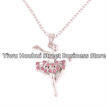 Kaklarota ar baleta dejotājas kulonu no sakausējuma, krusta ķēde, elektroplakšana, 18K tīrība, universāla, regulējams pagarinājums