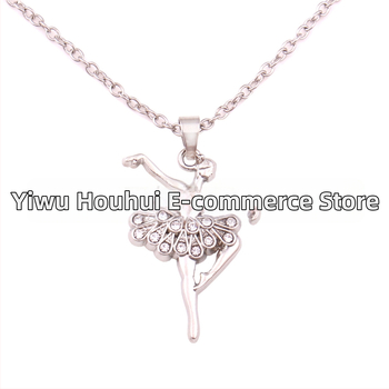 Kaklarota ar baleta dejotājas kulonu no sakausējuma, krusta ķēde, elektroplakšana, 18K tīrība, universāla, regulējams pagarinājums