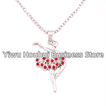 Kaklarota ar baleta dejotājas kulonu no sakausējuma, krusta ķēde, elektroplakšana, 18K tīrība, universāla, regulējams pagarinājums
