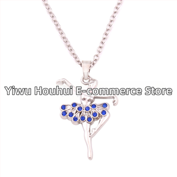 Kaklarota ar baleta dejotājas kulonu no sakausējuma, krusta ķēde, elektroplakšana, 18K tīrība, universāla, regulējams pagarinājums