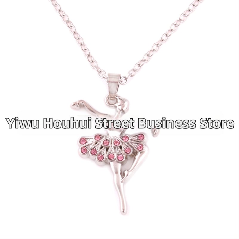 Kaklarota ar baleta dejotājas kulonu no sakausējuma, krusta ķēde, elektroplakšana, 18K tīrība, universāla, regulējams pagarinājums