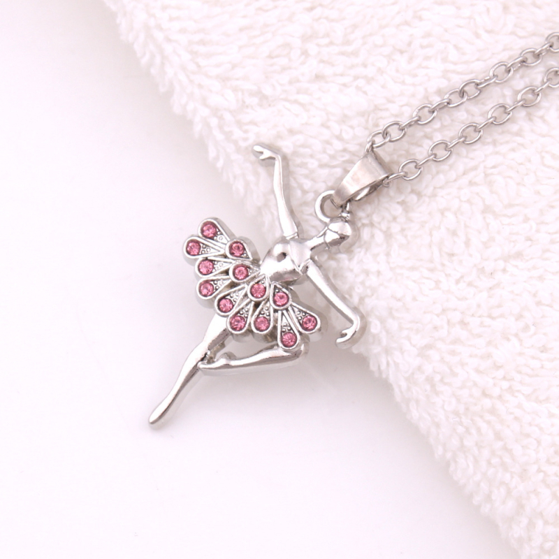 Kaklarota ar baleta dejotājas kulonu no sakausējuma, krusta ķēde, elektroplakšana, 18K tīrība, universāla, regulējams pagarinājums