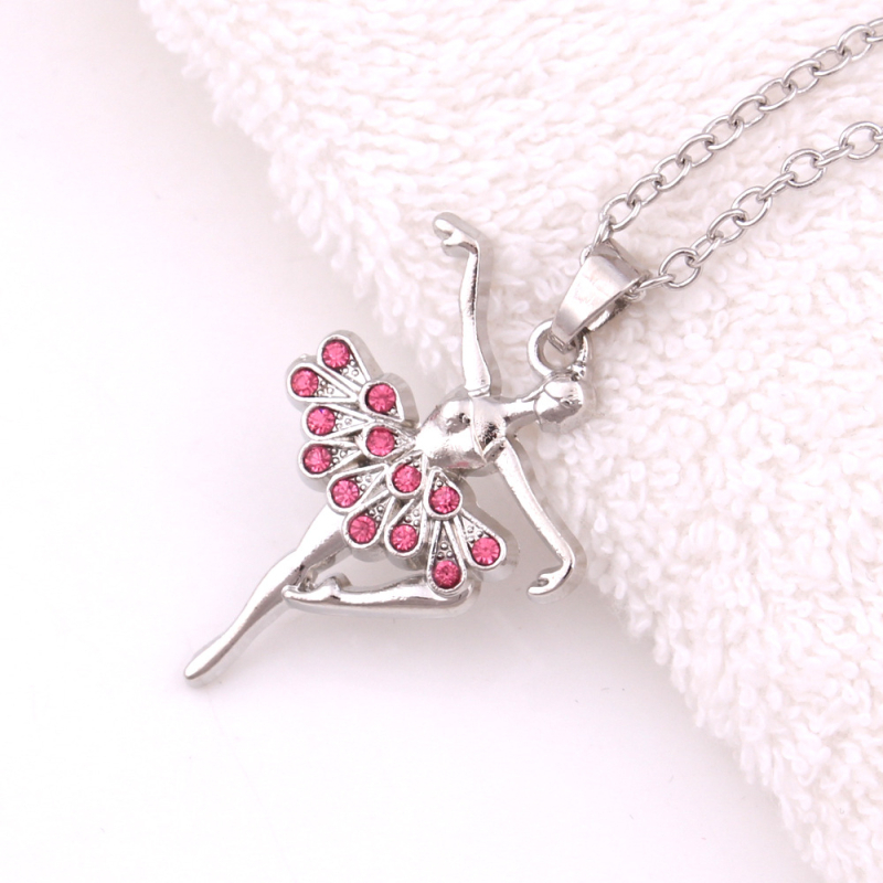 Kaklarota ar baleta dejotājas kulonu no sakausējuma, krusta ķēde, elektroplakšana, 18K tīrība, universāla, regulējams pagarinājums