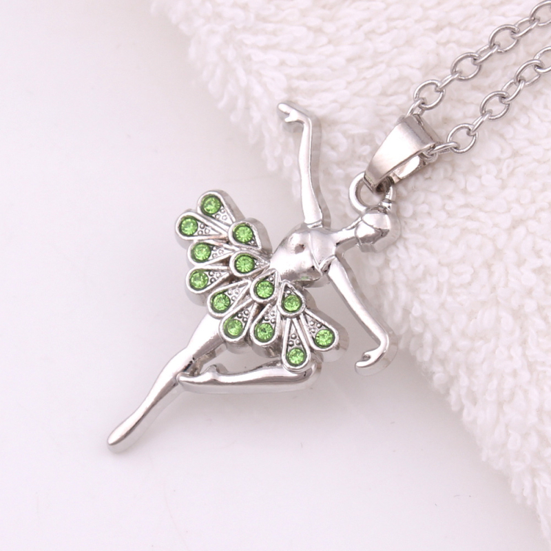 Kaklarota ar baleta dejotājas kulonu no sakausējuma, krusta ķēde, elektroplakšana, 18K tīrība, universāla, regulējams pagarinājums