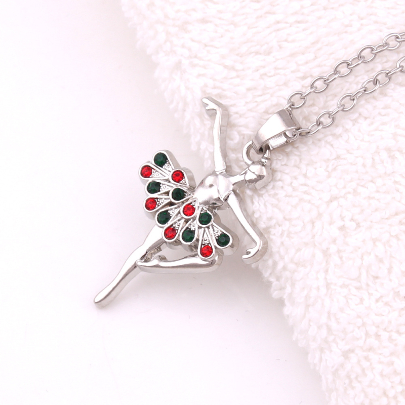 Kaklarota ar baleta dejotājas kulonu no sakausējuma, krusta ķēde, elektroplakšana, 18K tīrība, universāla, regulējams pagarinājums