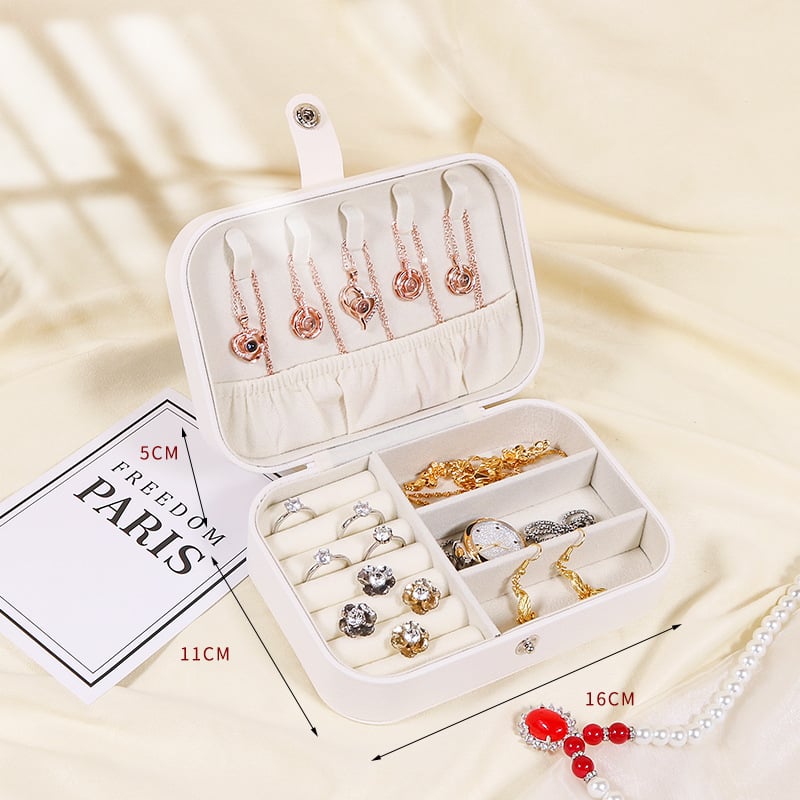 Prijenosna kutija za pohranu nakita od PU kože, kompaktni organizator za ogrlice, naušnice, prstene, ruž za usne i satovi, privatna oznaka dostupna